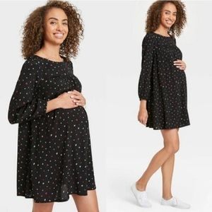 The Nines By Hatch Floral Print Ballon Long Sleeve Crepe Maternity Dress